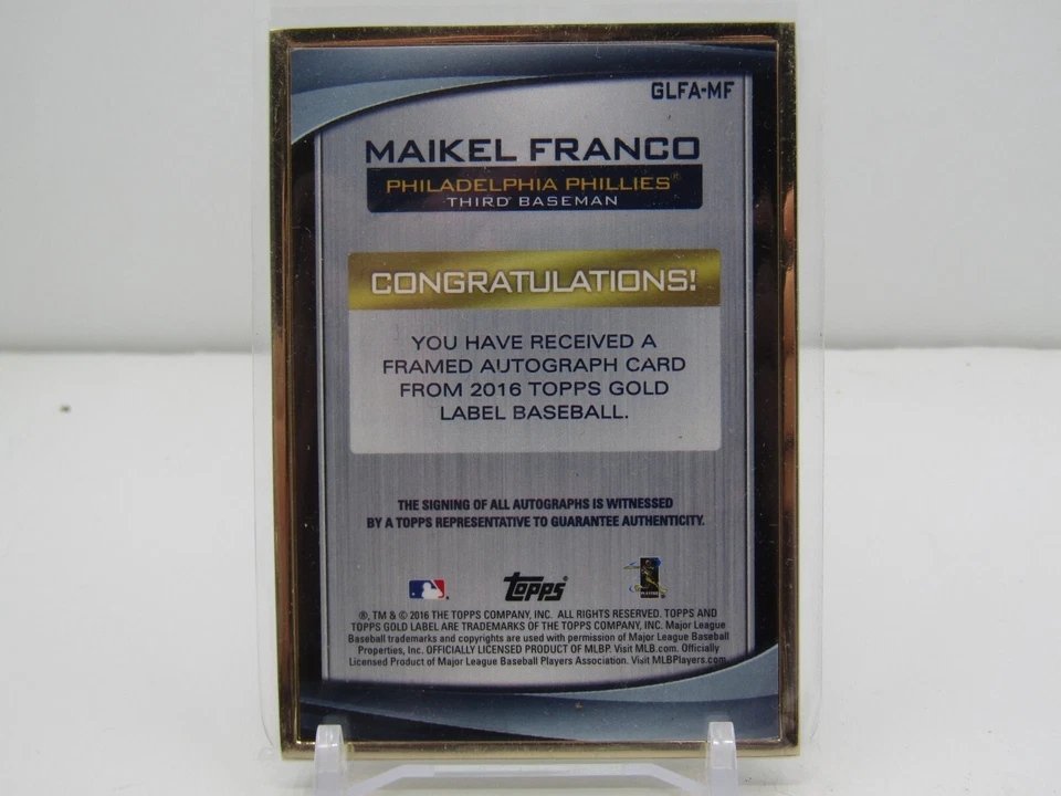 MAIKEL FRANCO 2016 TOPPS GOLD LABEL AUTOGRAPH AUTO! PHILLIES!! - Image 2 of 2