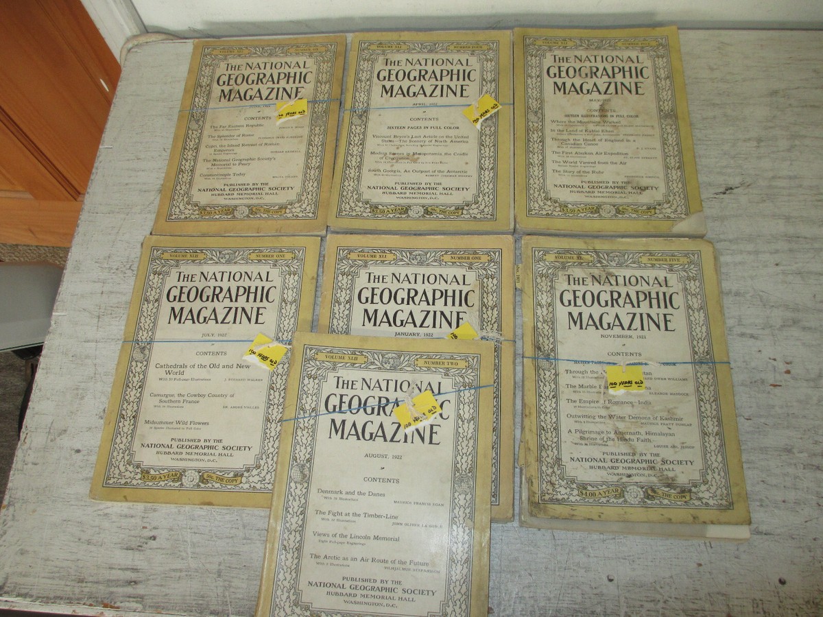 Antique Lot of 7 National Geographic Magazines 1921 & 22 | eBay