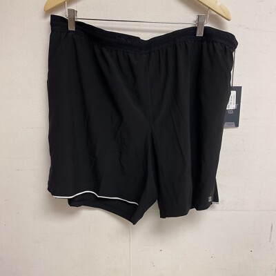 VRST Mens Enthusiastic Train Short 7'' inseam + Brief Pure Black Polyester/Spande