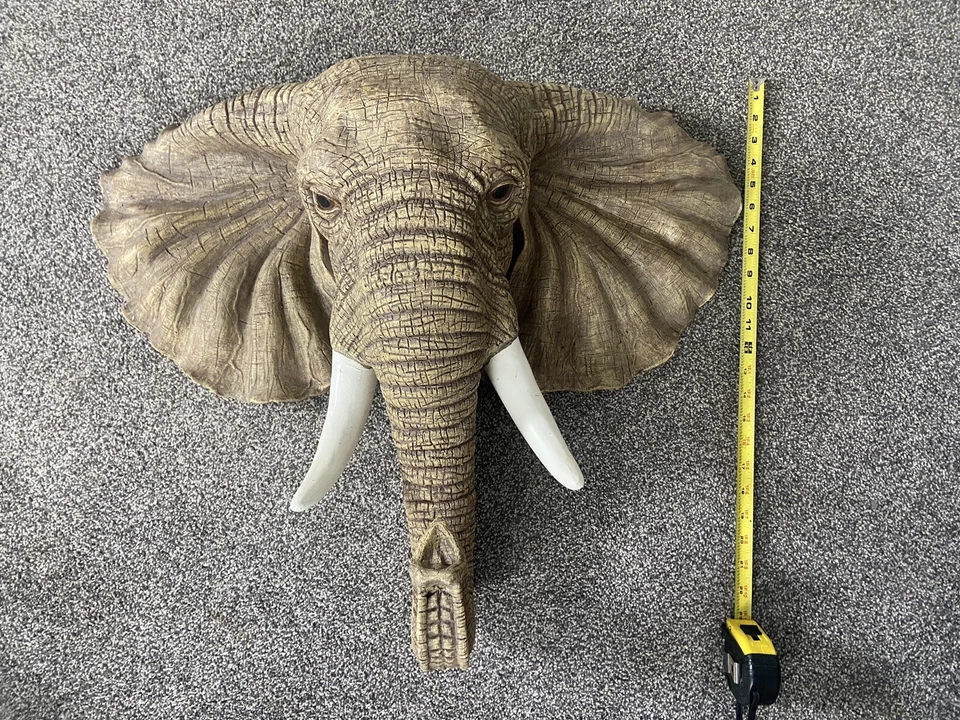 RARO Elefante Africano Exótico Cabeza de Trofeo Grande Montaje en Pared Escultura Toscano R115 Foto 2 de 4