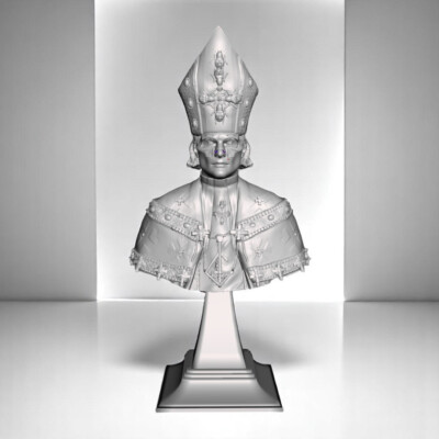 Fanart figure Pope Emeritus airbrush painted 7.8 inch bust Adult 17+