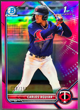2022 1st BC Prospects Carlos Aguiar 118/199 NM+ Twins Pink Refractor RC #BCP1