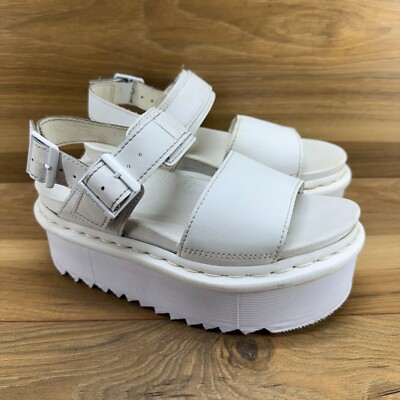 Dr. Martens Voss Quad Womens 5 EU 36 White Chunky Platform Wedge Sandal