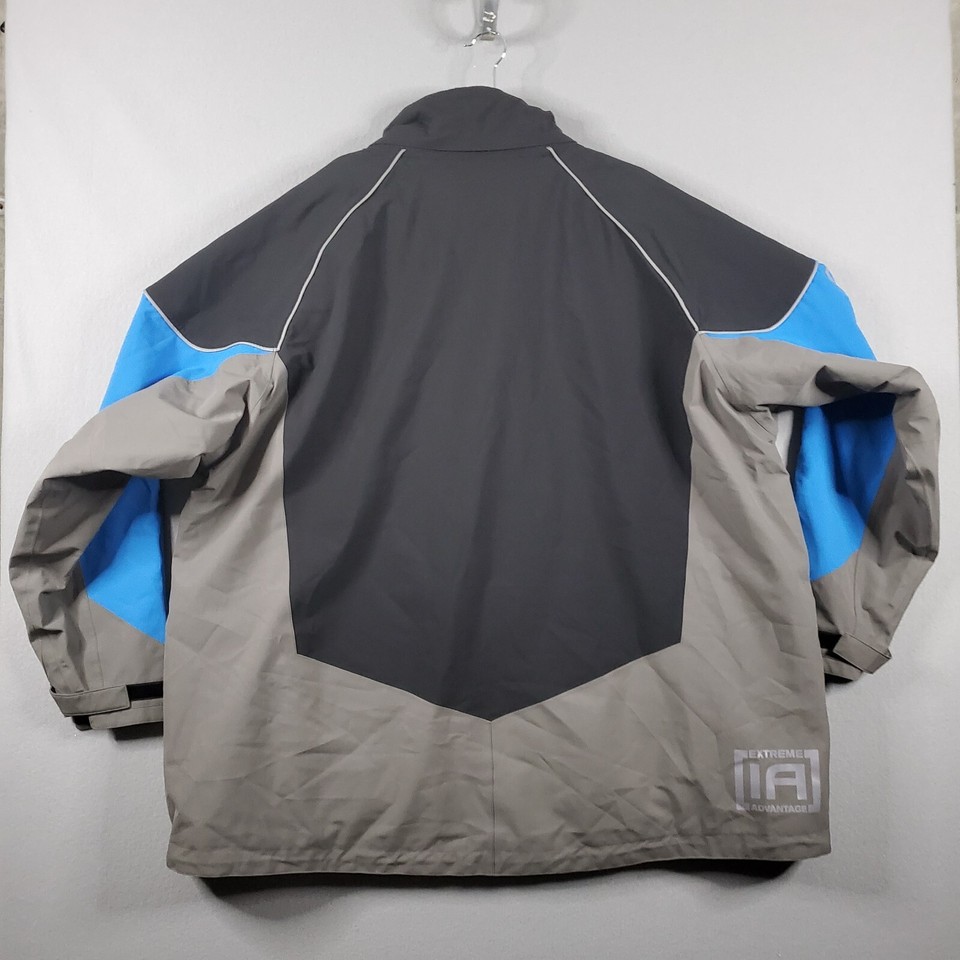 ClamExtreme Advantage Ice Fishing Bib - Grey/Black/Blue, Large Size With Tool Pockets & Thermal Floor