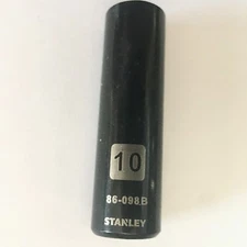 Stanley 10 mm x 1/4" Deep Socket 86-098B Black Chrome 6 Pt Free USA Shipping