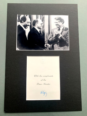 MENACHEM BEGIN ( 1992) Nobelpreis 1978 Briefkarte/Passepartout 20x30 Autogramm