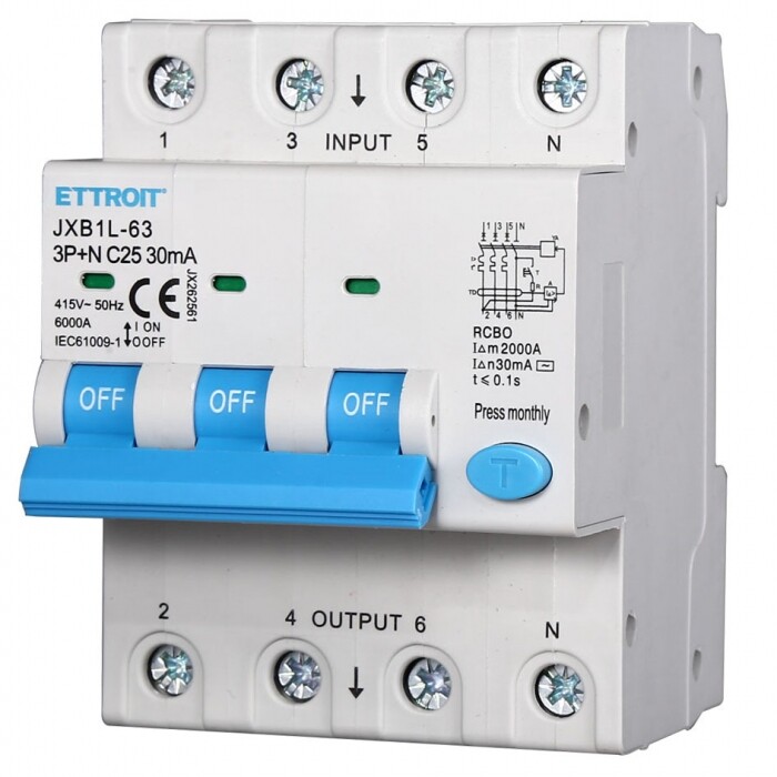 Magnetotermico Differenziale 3P+N 50A 30mA 380V-6KA CLASSE A