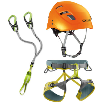 Edelrid Klettersteigset Cable Comfort + Gurt Jay wasabi + Helm Zodiac sahara R
