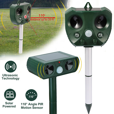 Solar Ultrasonic Animal Repeller Pest Repellent Garden Cat Dog Raccoon Repellent