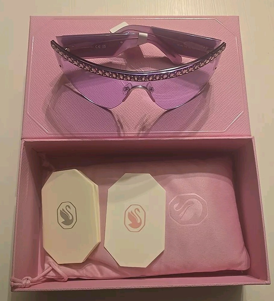 NEW Swarovski SK363 75Z Purple/ Fuchsia Shield Half-Rim Sunglasses