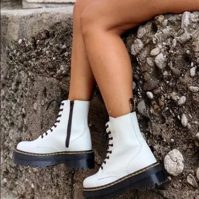 Dr. Martens Jadon White Women's Original Smooth Leather Boots -Sz Us 6