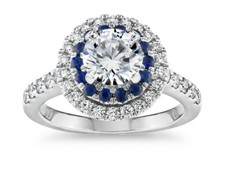 Shiny Sapphire Cubic Zirconia Women's Fashion Double Halo Engagement Ring