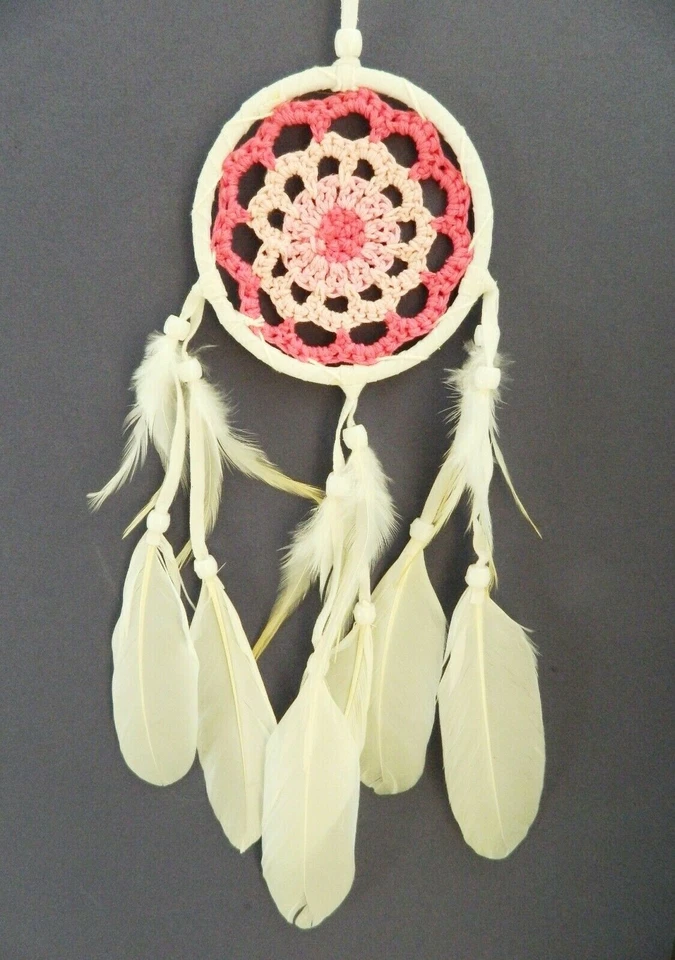 Macrame Dream Catcher Girls Pink Dream Catchers White Crochet Dreamcatcher 9x25 — 第 4/4 张图片