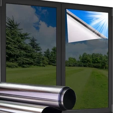 One Way Window Privacy Film,Reflective Home Glass Mirror Tint See Out Not In,Hea
