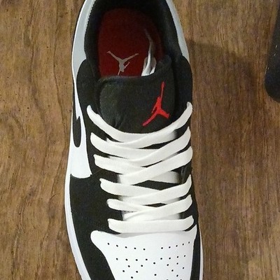 Jordan Air Jordan 1 Low Black White Grey Red Men's Low Top Athletic Sneakers