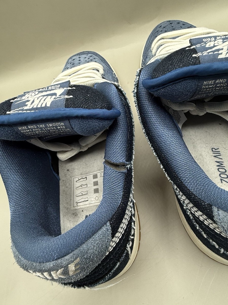 Authentic 2020 Nike SB Dunk Low Pro PRM Denim Sashiko Men Size 8