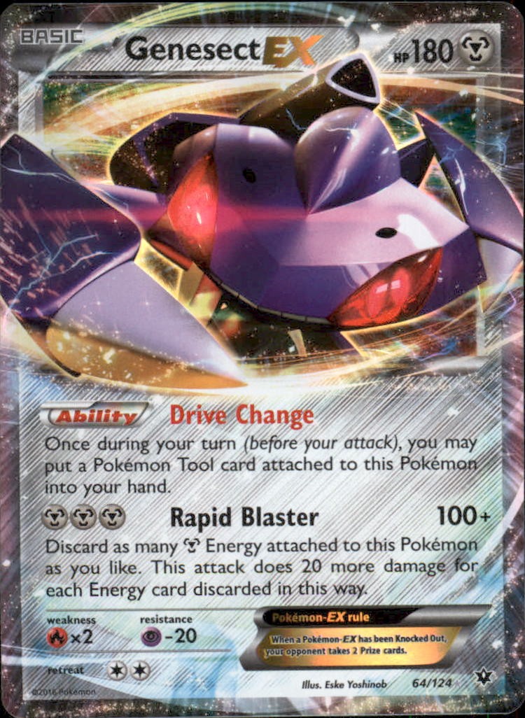 Genesect EX 64/124 Holo EX Rare Fates Collide Pokemon Lightly Played