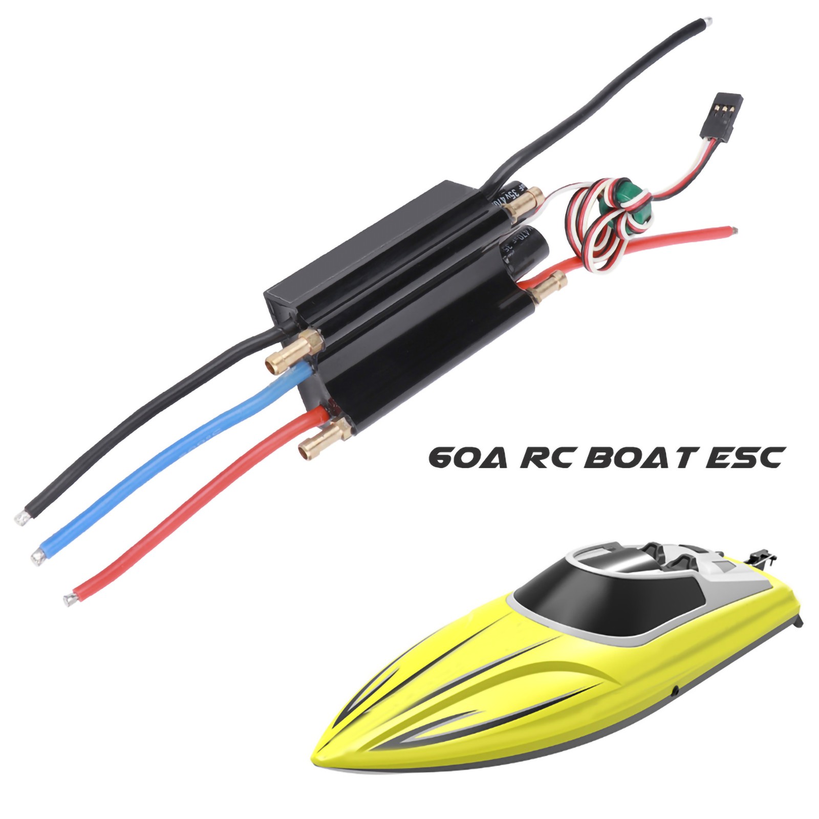 60A RC Boat Waterproof Brushless ESC Electric Speed Controller Accessory CU.
