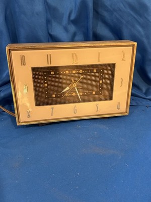 Telechron  Brass cased MCM alarm clock working 7H239 bakelite back WORKING