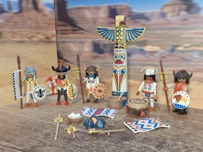 Sammelauflösung: 5 Sioux Indianer Custom "Medizin Männer" Figuren + Totempfahl - Bild 1 von 4