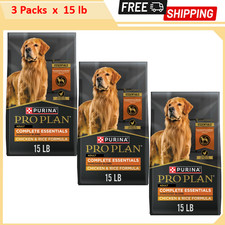 3 packs - Purina Pro Plan Adult Shredded Blend Chicken & Rice Dry Dog Food, 15lb 1.93 per pound