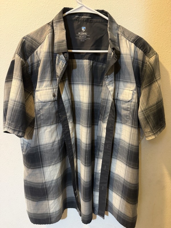 Size XL Kuhl Button Up Plaid Short Sleeve Shirt