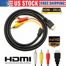 1080P HDMI Male to 3 RCA S-video AV Audio Cable Cord Adapter for TV HDTV DVD US