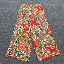 C&C California Womens Wide Leg Pants Size S Tropical Print Linen High Rise