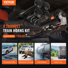 Train Horns Kit, 4 Trumpet Air Horn Kit, 150dB Train Horns for Pickup Trucks