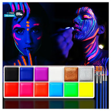 Glow in The Dark Face Body Paint Sticks 12 Neon Colors for UV Blacklight Par