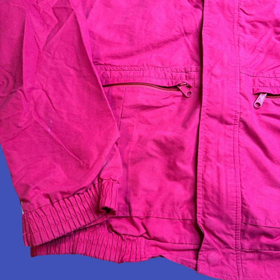 Jaqueta vintage Woolrich vermelha com zíper botão grande ao ar livre caminhada com capuz - Imagem 2 de 4