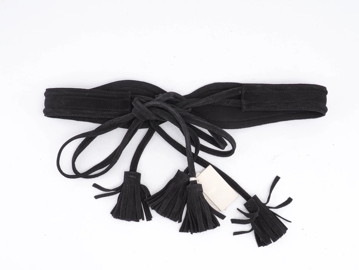 Maje Suede Wrap Belt Womens TU Black Studded Tassel Boho Western Designer NWT Suede Western belt Tabacco for Women | Maje main image 2