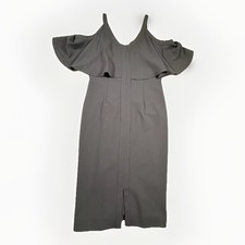 TAHARI Arthur S Levine Dress Size 4 Navy Blue Off The Shoulder MIDI Dress (A5)