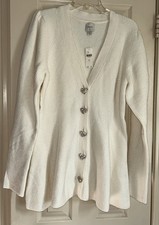 Anthropologie Maeve Puff Sleeve Heart Button Cardigan Sweater.