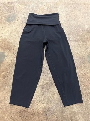 Lululemon Align Cropped Leggings Womens 4 Black Stretch Ribbed Waist Tapered Leg