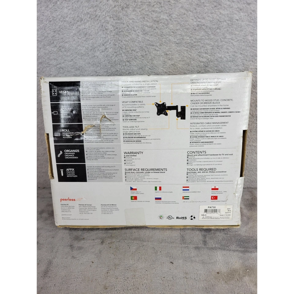 Peerless AV Full Motion Tilting TV Wall Mount 10 to 29 Inch TVs 4K OLED - Image 3 of 4
