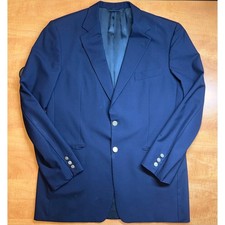 Burberry London Mens Navy Blue 100 Wool Blazer Gold Crest Buttons Size 42 Long