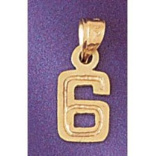 Number 6 Charm Pendant 14k Gold 1.2 Grams 
