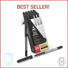 ARTEZA Rollerball Pens, Pack of 20, 0.7mm Black Liquid Ink Pens, Office Supplies