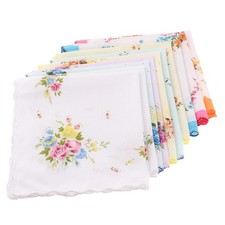 10er Pack verschiedene Taschent&uuml;cher f&uuml;r Damen Einstecktuch mit Blumendruck