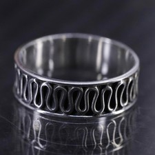 size 5, vintage Mexican sterling silver 925 handmade ring, cable textured band