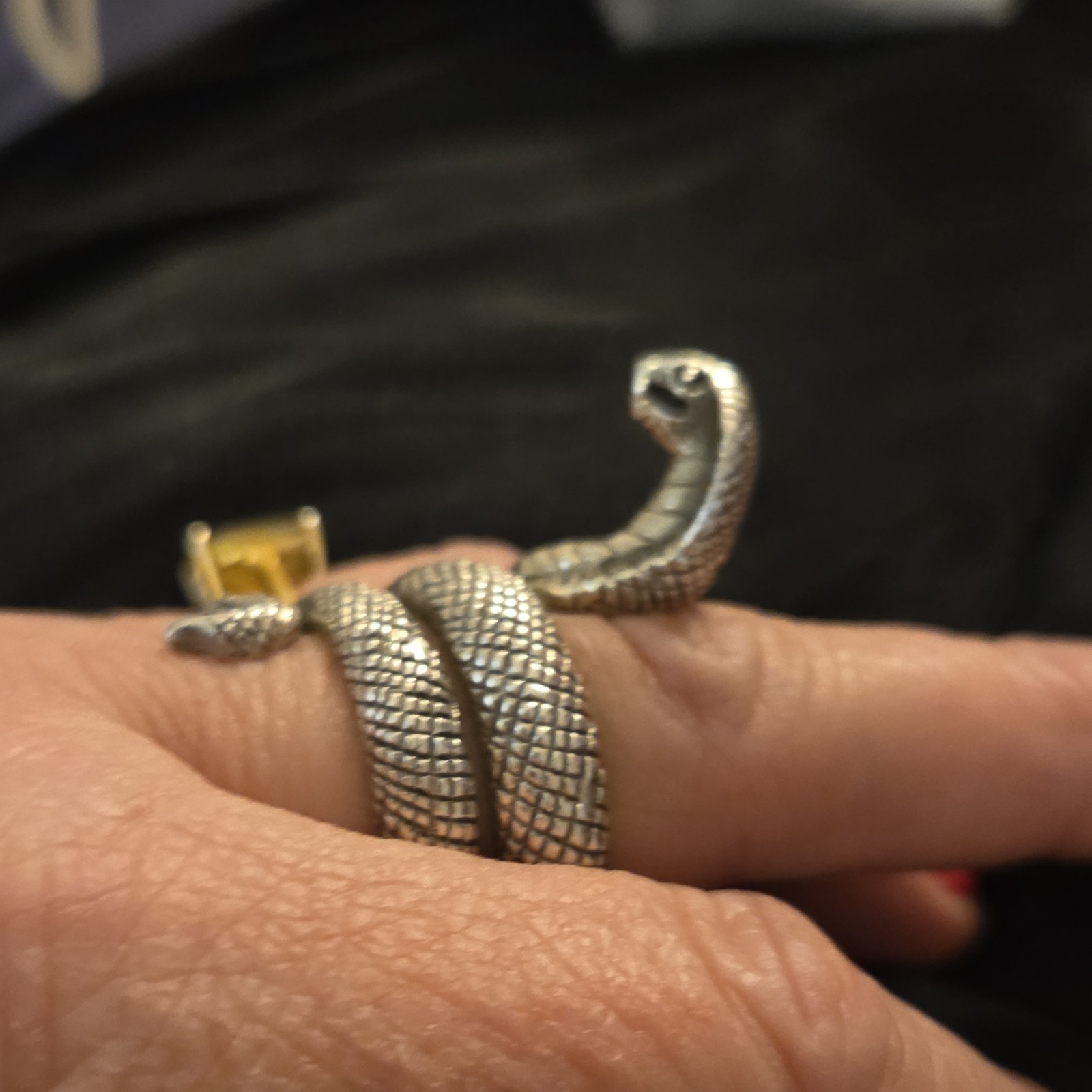 Adjustable Silver Snake Wrap Statement Ring Size 8 - image 3