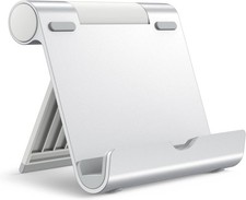 JT Tablet Stand, Adjustable Portable Desktop Holder, Silver