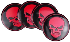 Skull Wheel Center Cap Decal Sticker Truck Car 56mm 2.20" Aluminum Black/Red