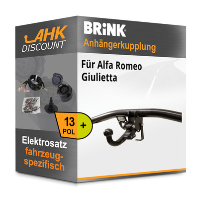 Für Alfa Romeo Giulietta 04.10- BRINK Anhängekupplung abnehmbar + 13polig E-Satz