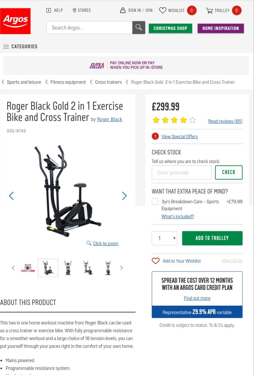 Roger Black Gold in Exercise Bike and Cross Trainer