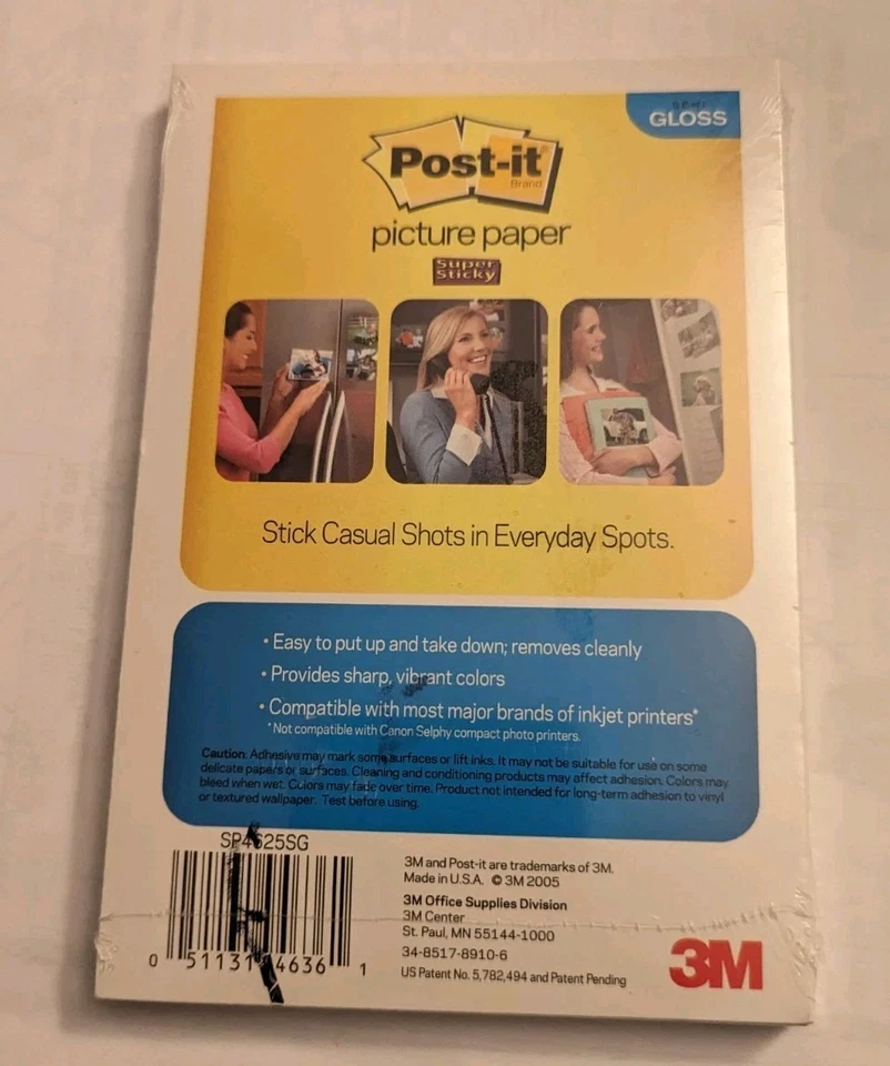 3M Post-It Picture Paper, Semi Gloss 4 x 6" 25 Sheets SP4625SG Sticky 10x15 CMI - Image 2 of 2