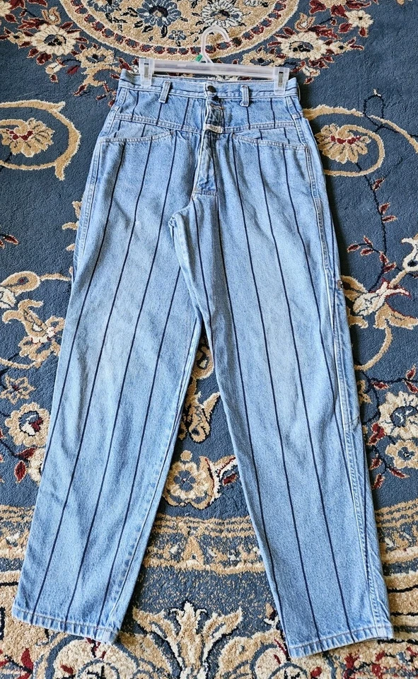 Jeans Vintage Marithe Francois Girbaud MFG Talla 28 Azul, Pequeña Raya Vertical Foto 2 de 4