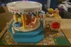 VTG 1974 Fisher Price Little People Family Merry Go Round Carousel - Works