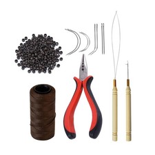 Hair Extensions Tool Kit: 200 Pcs Silicone Lined Micro Links Drak brown